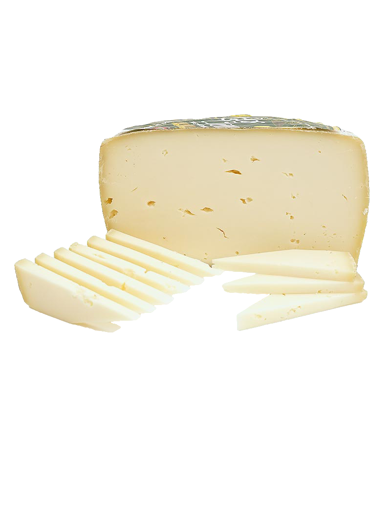 Queso Corteza Natural al Aceite de Oliva Los Cameros abierto y en lonchas