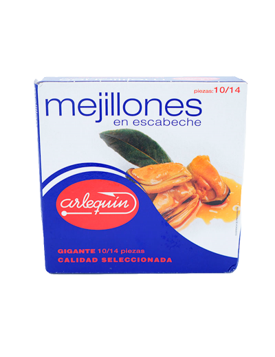 Mejillones en Escabeche 10/14 Piezas Gigantes Arlequín