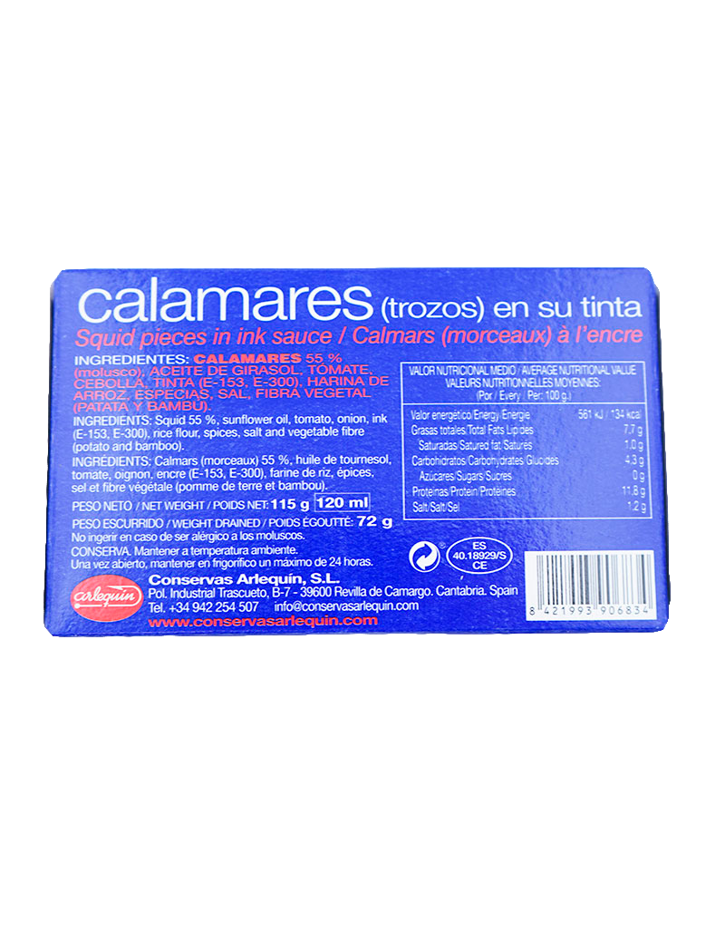 Calamares en su Tinta Lata 120 gr.. Arlequin