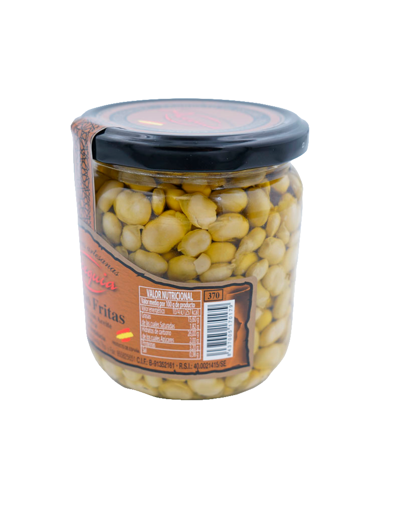 Habitas Fritas Mini Baby con Aceite de Oliva Acequia etiqueta