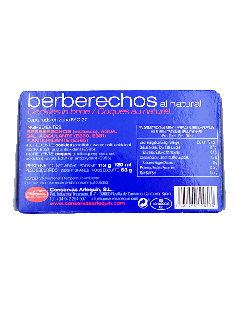 Berberechos al Natural 35/45 Piezas Arlequín