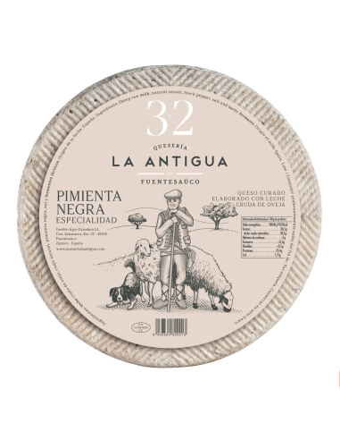 Queso de Oveja Curado La Antigua con Pimienta Negra