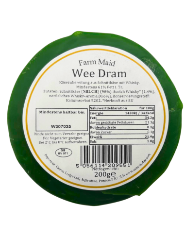 Queso cheddar de whisky escocés Farm Maid