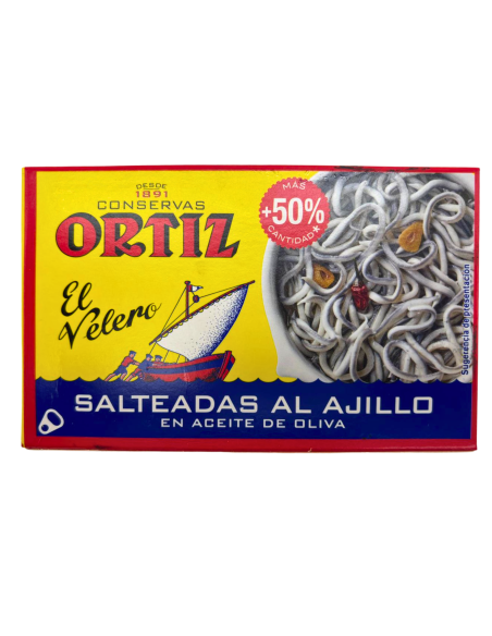 Salteadas al ajillo en AOVE Conservas Ortiz