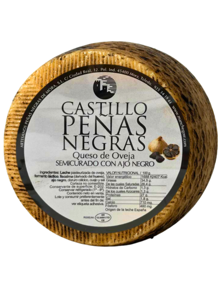 Queso de oveja semicurado con ajo negro Castillo Peñas Negras