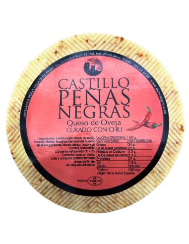 Queso de oveja curado con chili Castillo Peñas Negras