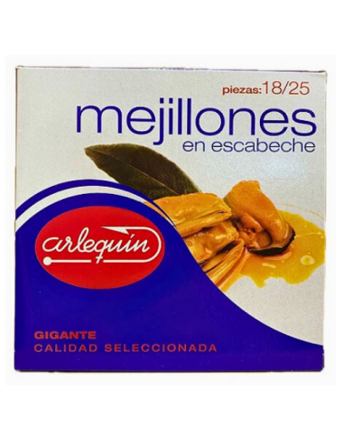 Mejillones escabeche 18/25 Piezas gigantes Arlequín